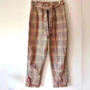 NASTY GAL plaid barrel leg pants with  belt. Size 4